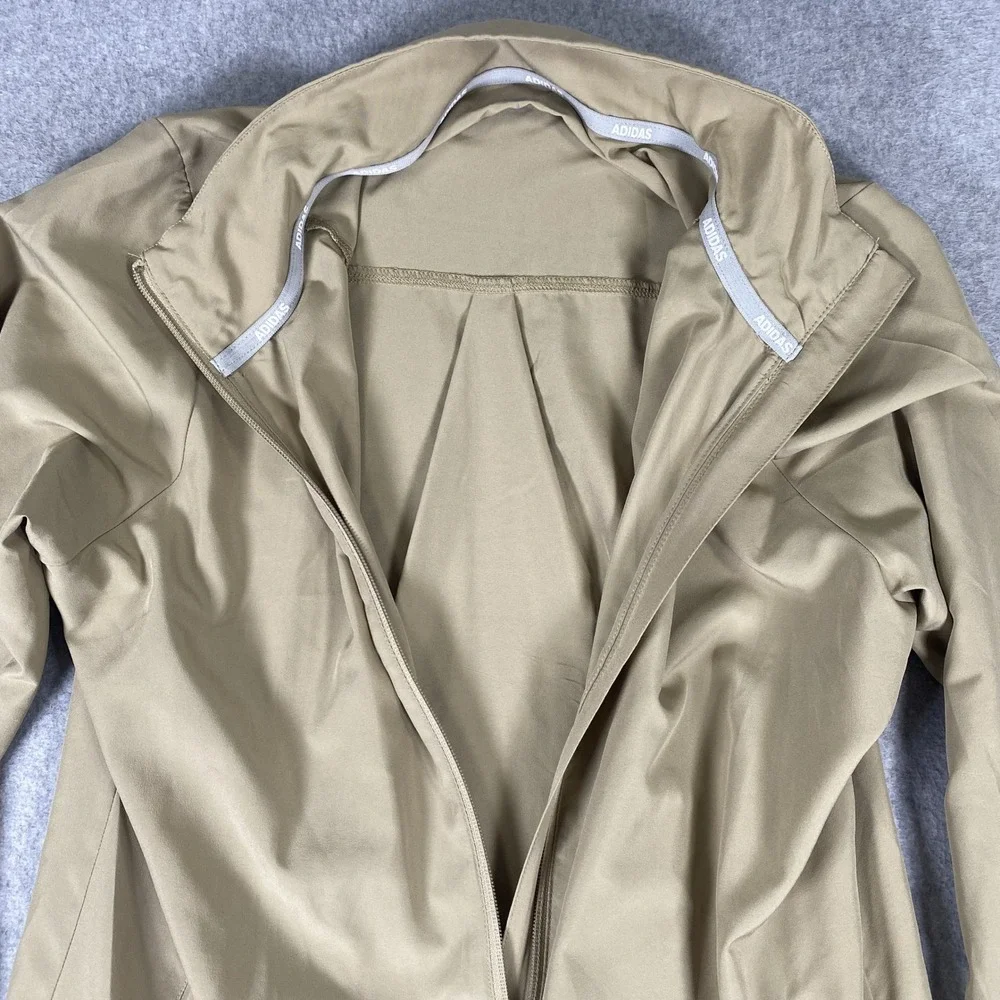 Adidas Golf Jacket Mens Large Tan Khaki Full Zip Windbreaker Lightweight Sport